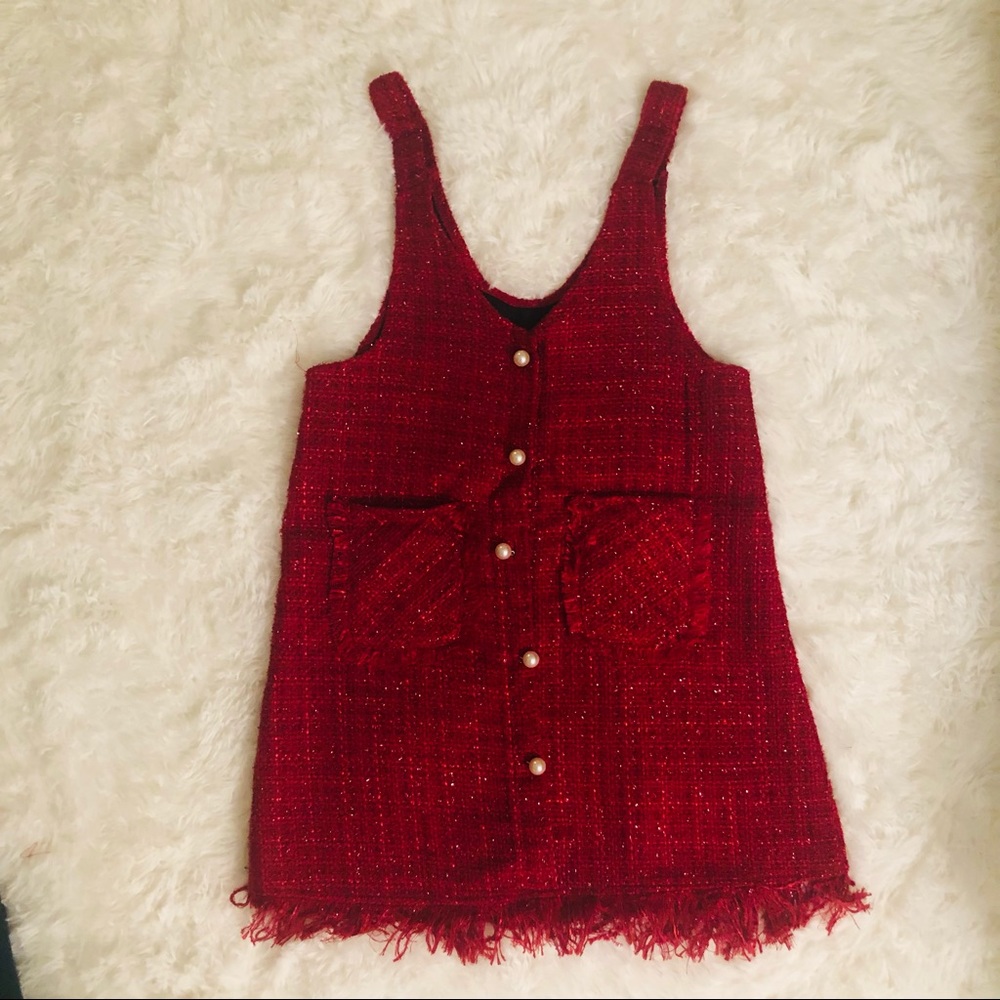 SUPER CUTE Red Overall Dress